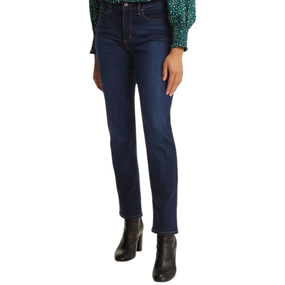 Levi's Classic Straight Leg Mid Rise Dark Wash Jeans - Picture 1 of 10